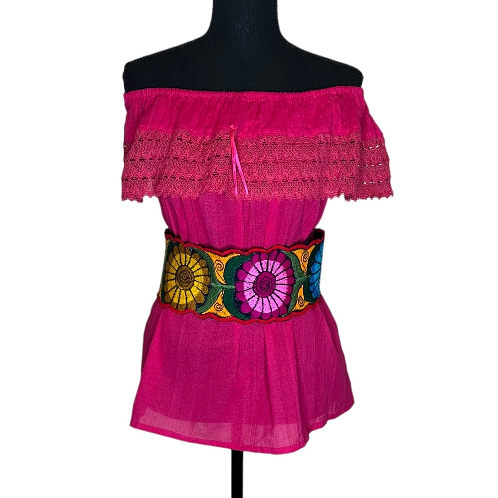 MEXICAN Traditional Blouse. Size S/M. Pink. Made in México.